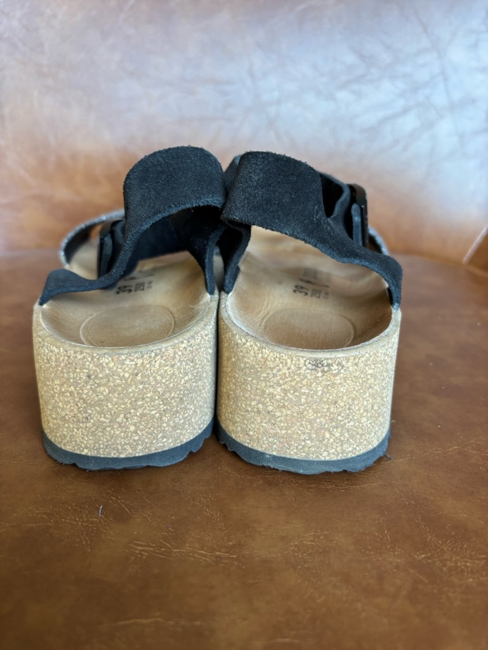Papillio Birkenstock Glenda Platform Sandal Gray Canvas Suede Ankle Strap 39 - Picture 4 of 6